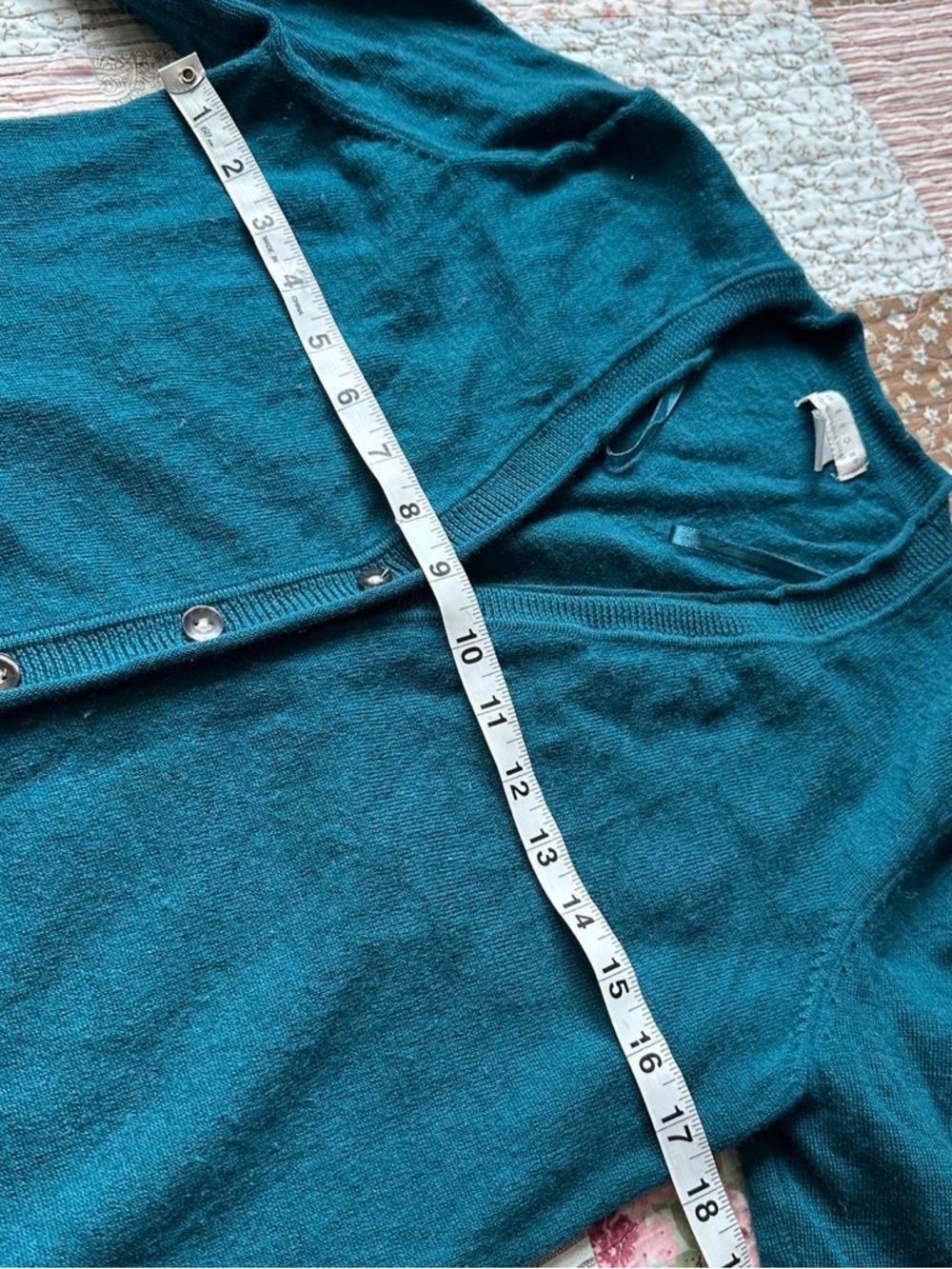 Weeds teal/turquoise merino wool button-up cardigan - Picture 5 of 6
